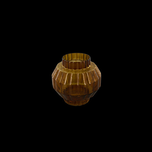 Amelia, Vase, dia15.5xH15.5cm, Amber (bärnsten)/Burnt Gold